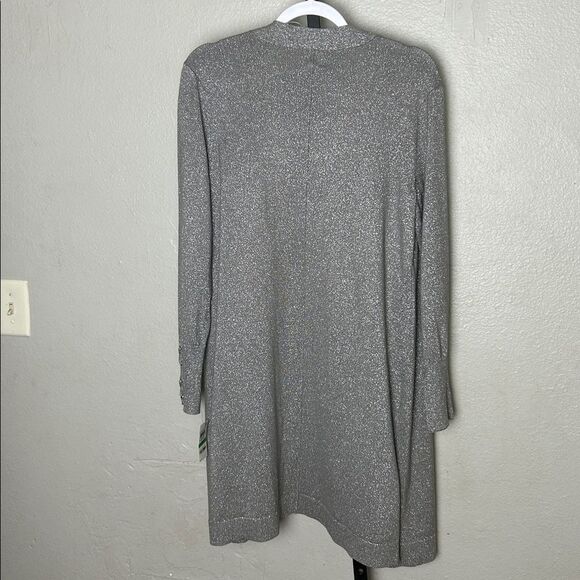 NWT JM COLLECTION Women’s Silver open shimmer duster with laced cuff Size LG - Picture 3 of 5